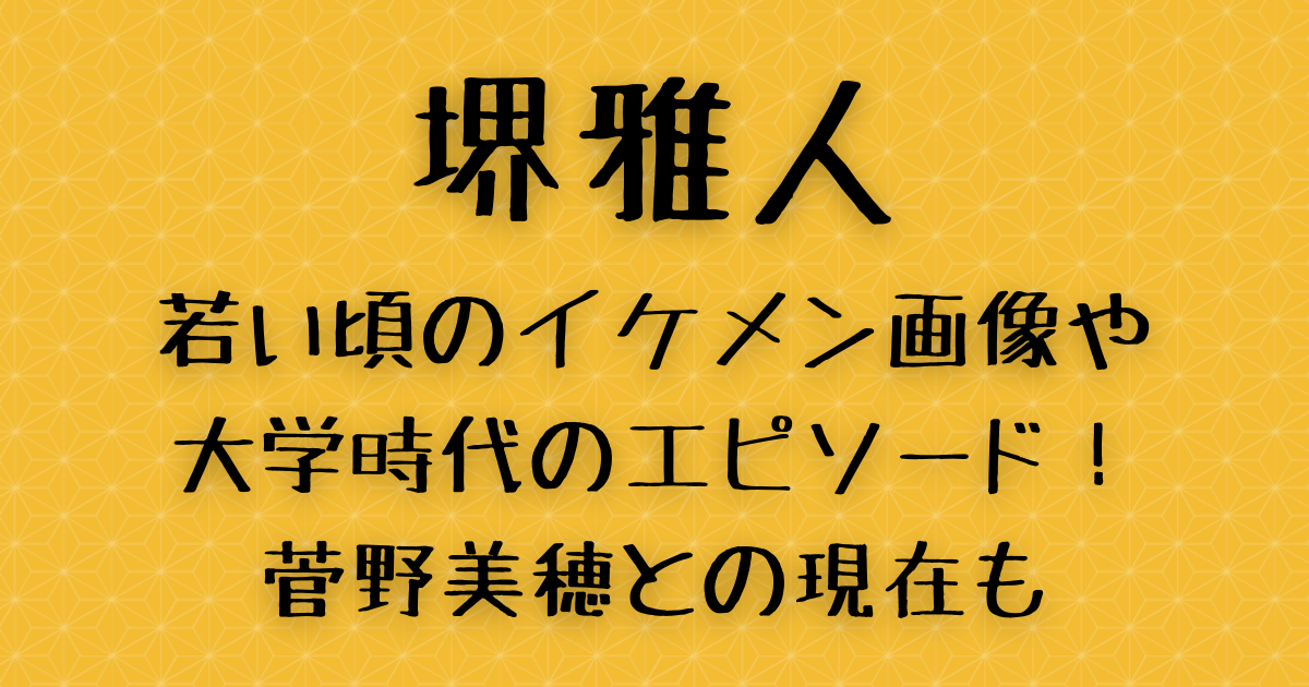 堺雅人の若い頃のイケメン画像や大学時代のエピソード!菅野美穂との現在も